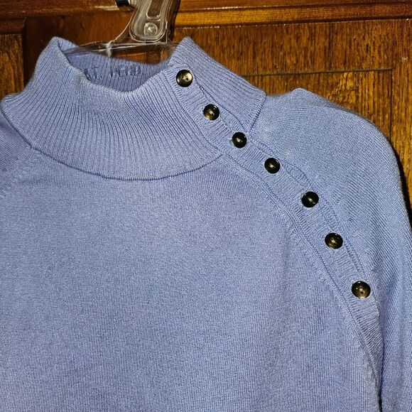 Anne Klein Women's Size L Silk Nylon Cashmere Sweater L | Sparkly Button Detail - Picture 3 of 7
